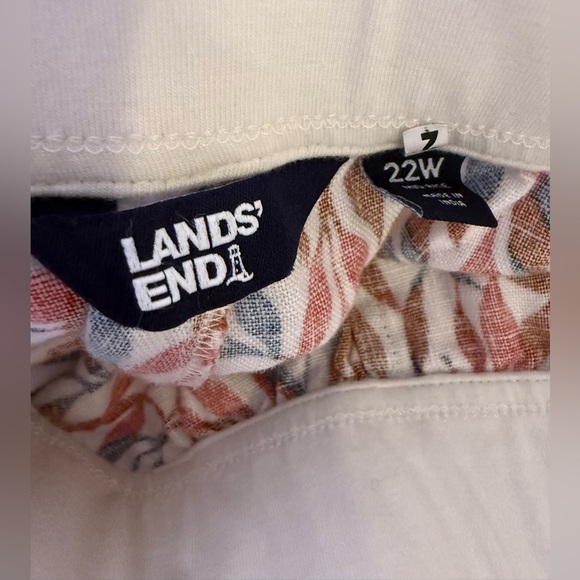 Wide Leg Linen Pants Ivory Cream Coral Pink Floral Palazzo Pants plus size 22 W - Picture 5 of 14